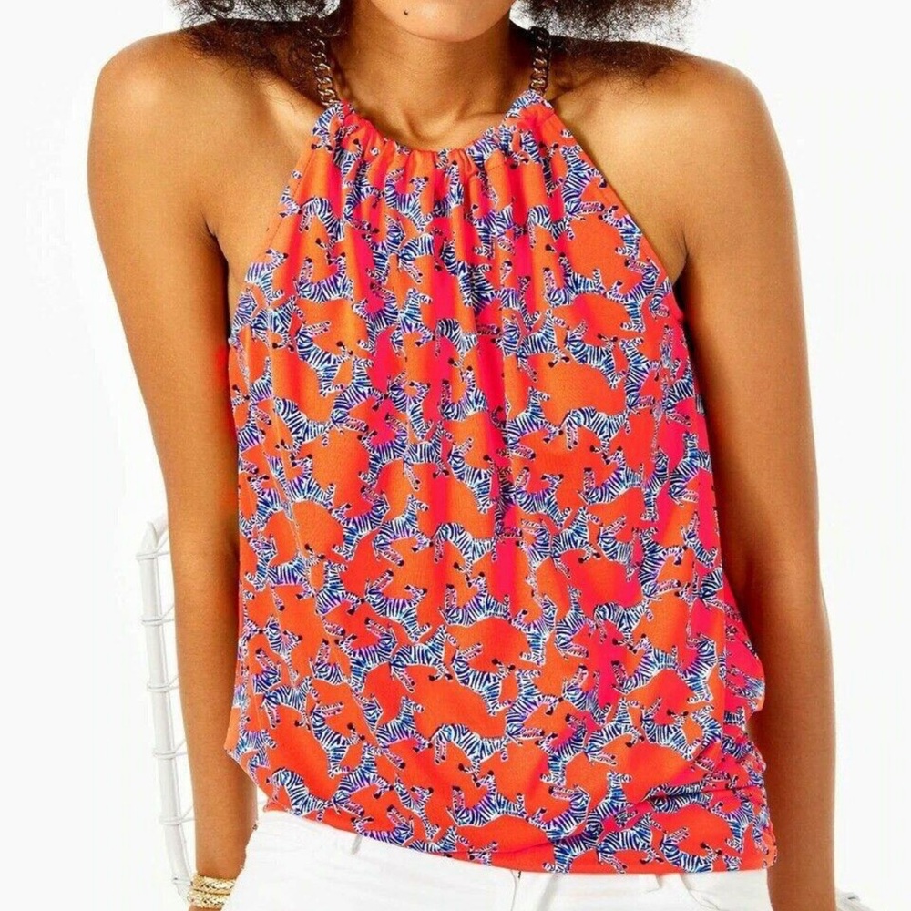 Lilly Pulitzer Bowen Red Zebra Print Top XS